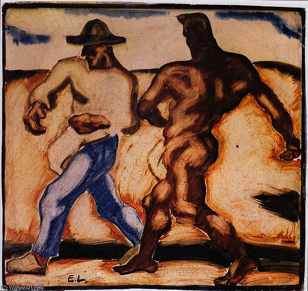 WikiOO.org - Encyclopedia of Fine Arts - Festés, Grafika Albin Egger Lienz - Sower and the Devil