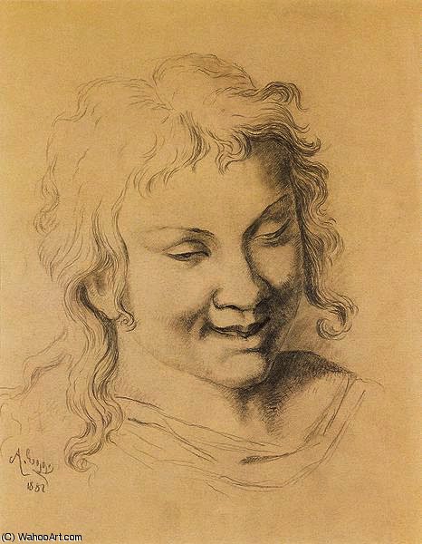 Wikioo.org - The Encyclopedia of Fine Arts - Painting, Artwork by Albin Egger Lienz - Teenage curly head, laughing