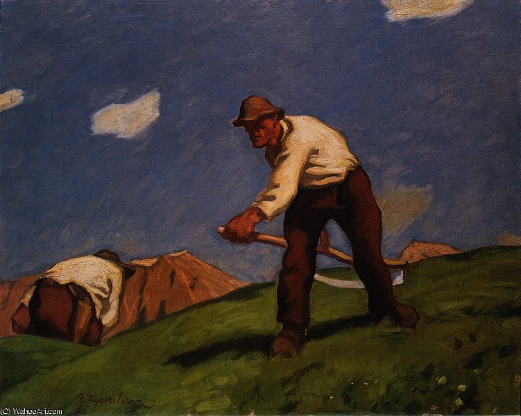 Wikioo.org - The Encyclopedia of Fine Arts - Painting, Artwork by Albin Egger Lienz - Two mountain mower