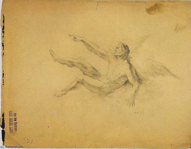 Wikioo.org - The Encyclopedia of Fine Arts - Painting, Artwork by Albin Egger Lienz - Winged naked, dashing
