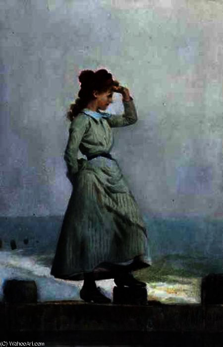Wikioo.org - The Encyclopedia of Fine Arts - Painting, Artwork by Alexander Mark Rossi - Young Girl on Seawall