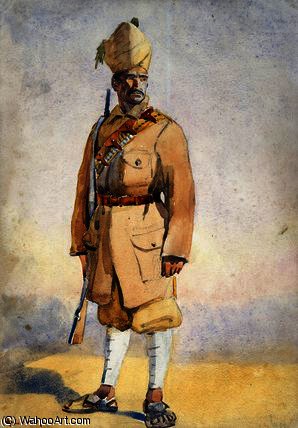 Wikioo.org - The Encyclopedia of Fine Arts - Painting, Artwork by Alfred Crowdy Lovett - Soldier of the Khyber Rifles