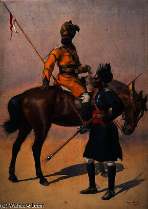 WikiOO.org - Енциклопедия за изящни изкуства - Живопис, Произведения на изкуството Alfred Crowdy Lovett - Soldiers of the 1st Duke of York's Own Lancers