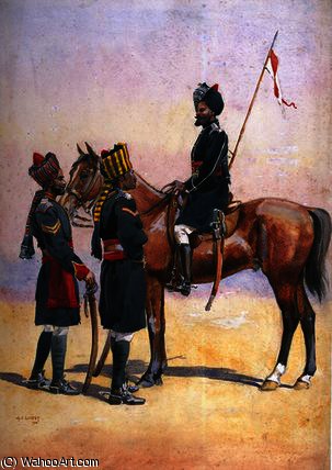 Wikioo.org - Encyklopedia Sztuk Pięknych - Malarstwo, Grafika Alfred Crowdy Lovett - Soldiers of the 33rd Queen's Own Light Cavalry