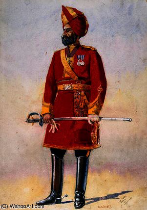 Wikioo.org - The Encyclopedia of Fine Arts - Painting, Artwork by Alfred Crowdy Lovett - The Commandant of the Bharatpur Infantry