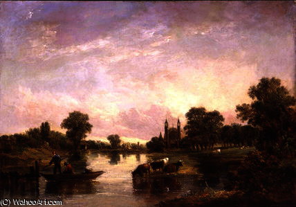 Wikioo.org - สารานุกรมวิจิตรศิลป์ - จิตรกรรม Alfred Vickers - View of Eton College from the Thames,
