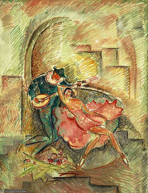 Wikioo.org - The Encyclopedia of Fine Arts - Painting, Artwork by Alice Bailly - Harlequin and woman