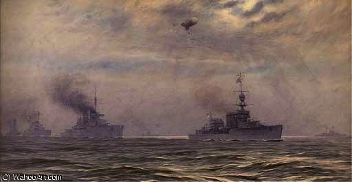Wikioo.org - The Encyclopedia of Fine Arts - Painting, Artwork by Alma Claude Burlton Cull - The german fleet, under escort to scapa flow, after its surrender in november