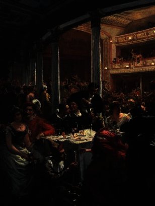 Wikioo.org – La Enciclopedia de las Bellas Artes - Pintura, Obras de arte de Alois Schonn - Un enmascarado  Pelota  cómo  Un  teatro