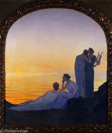 Wikioo.org - The Encyclopedia of Fine Arts - Painting, Artwork by Alphonse Osbert - An Evening in Ancient Times