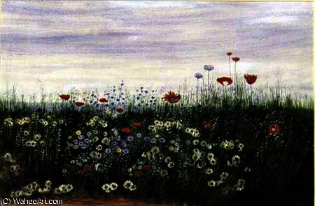 Wikioo.org - สารานุกรมวิจิตรศิลป์ - จิตรกรรม Andrew Nicholl - Poppies, Daisies and other Flowers by the Sea