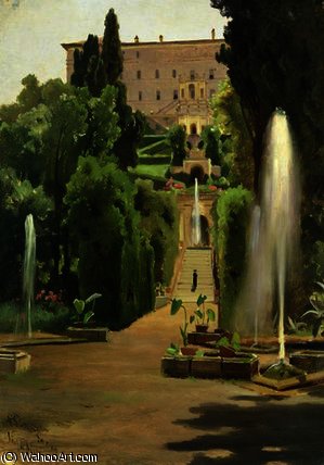 Wikioo.org – La Enciclopedia de las Bellas Artes - Pintura, Obras de arte de Ascan Lutteroth - Villa D'Este , Tivoli