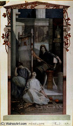 WikiOO.org - Enciklopedija dailės - Tapyba, meno kuriniai Auguste Francois Gorguet - Penelope undoing her tapestry during the night