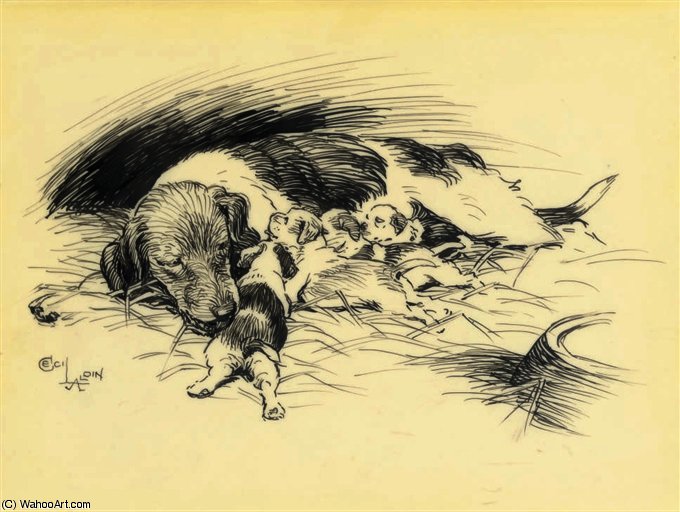 WikiOO.org - Εγκυκλοπαίδεια Καλών Τεχνών - Ζωγραφική, έργα τέχνης Beatrice Parsons - A mother and her pups