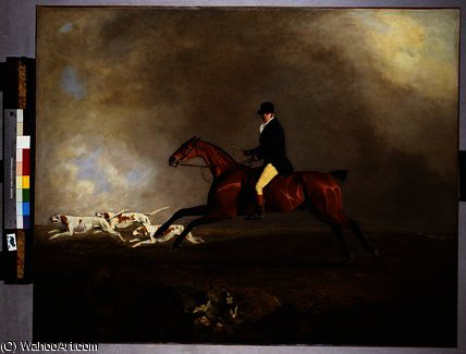 Wikioo.org - The Encyclopedia of Fine Arts - Painting, Artwork by Benjamin Marshall - Thomas Mellish on his Hunter 'Saucebox'