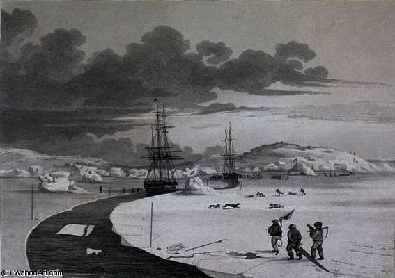 WikiOO.org - Güzel Sanatlar Ansiklopedisi - Resim, Resimler George Francis Lyon - Cutting into Winter Island