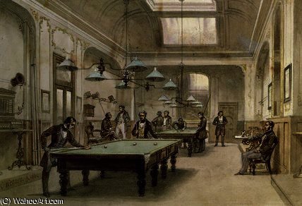 Wikioo.org - The Encyclopedia of Fine Arts - Painting, Artwork by Carl (Friedrich Heinrich) Werner - A billiard room