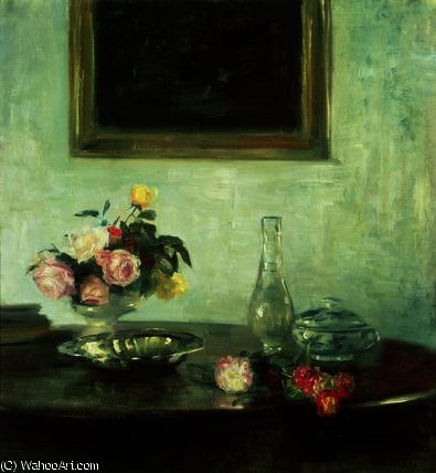 Wikioo.org – La Enciclopedia de las Bellas Artes - Pintura, Obras de arte de Carl Vilhelm Holsoe - bodegón con las rosas