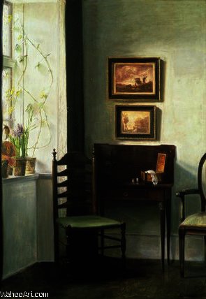 Wikioo.org - The Encyclopedia of Fine Arts - Painting, Artwork by Carl Vilhelm Holsoe - Sunlit interior