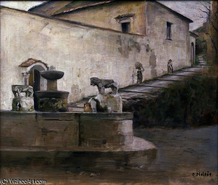 WikiOO.org - Enciclopédia das Belas Artes - Pintura, Arte por Carl Vilhelm Holsoe - The fountain