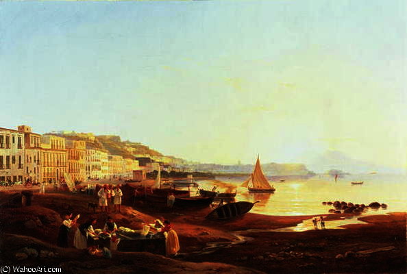 Wikioo.org – La Enciclopedia de las Bellas Artes - Pintura, Obras de arte de Carl Wilhelm Goetzloff - Mergellina puerto