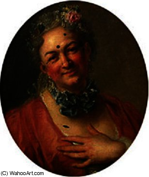 Wikioo.org - The Encyclopedia of Fine Arts - Painting, Artwork by Charles Antoine Coypel - the Role of the Nymph Plataea in Jean-Philippe Rameau's Comic Opera Platee ou Junon jalouse