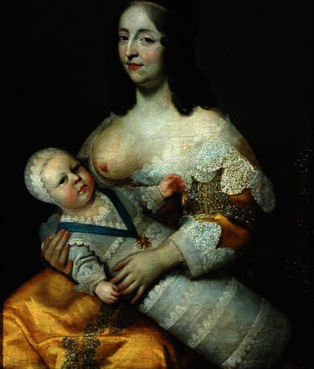 Wikioo.org - The Encyclopedia of Fine Arts - Painting, Artwork by Charles Beaubrun (Charles Bobrun) - The Dauphin Louis of France and his Nursemaid, Dame Longuet de la Giraudiere