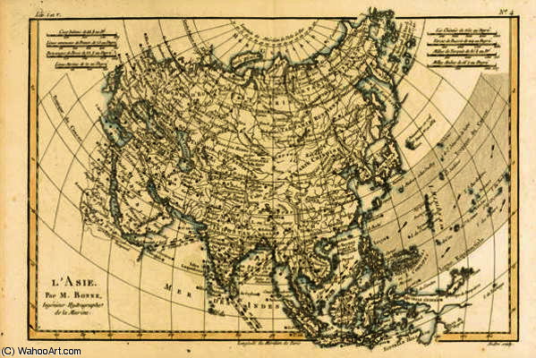 WikiOO.org - Εγκυκλοπαίδεια Καλών Τεχνών - Ζωγραφική, έργα τέχνης Rigobert Bonne (Charles Marie Rigobert Bonne) - Asia, from 'Atlas de Toutes les Parties Connues du Globe Terrestre' by Guillaume Raynal pu