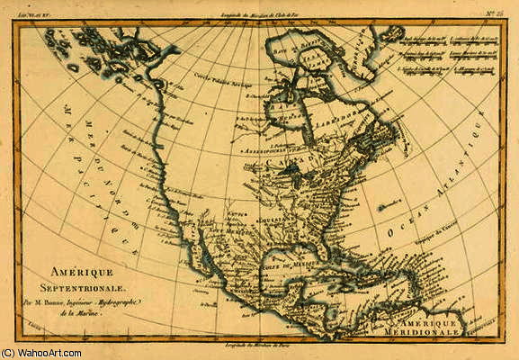 Wikioo.org - สารานุกรมวิจิตรศิลป์ - จิตรกรรม Rigobert Bonne (Charles Marie Rigobert Bonne) - North America, from 'Atlas de Toutes les Parties Connues du Globe Terrestre' by Guillaume Raynal