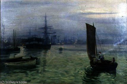 Wikioo.org - สารานุกรมวิจิตรศิลป์ - จิตรกรรม Charles Napier Hemy - The Last Boat in