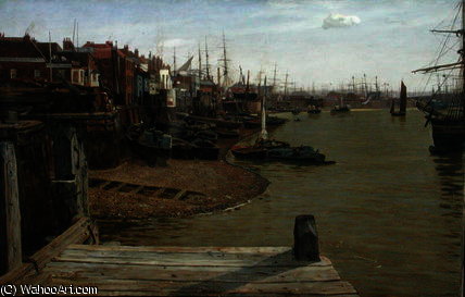 Wikioo.org - The Encyclopedia of Fine Arts - Painting, Artwork by Charles Napier Hemy - The Thames at Limehouse