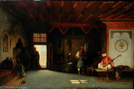 WikiOO.org - Енциклопедия за изящни изкуства - Живопис, Произведения на изкуството Charles Théodore Frère (Bey) - Interior of an Oriental Cafe