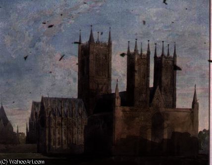 Wikioo.org - The Encyclopedia of Fine Arts - Painting, Artwork by Charles Wild - View of Lincoln Cathedral