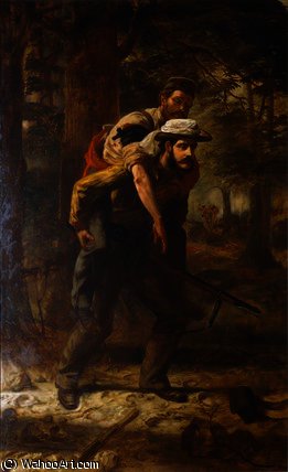 WikiOO.org - Encyclopedia of Fine Arts - Maleri, Artwork Louis William Desanges - Ross Lewis Mangles saving a wounded soldier