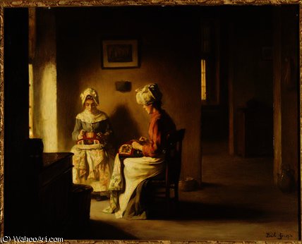Wikioo.org - The Encyclopedia of Fine Arts - Painting, Artwork by Claude Joseph Bail - Seamstresses in an Interior