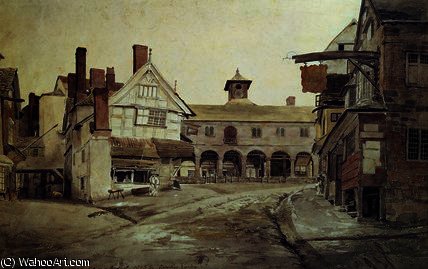 Wikioo.org - The Encyclopedia of Fine Arts - Painting, Artwork by Cornelius Varley - Market place, hereford,