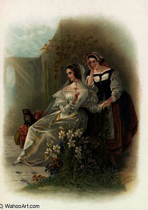 Wikioo.org - The Encyclopedia of Fine Arts - Painting, Artwork by Daniel Maclise - Olivia and Maria from Twelfth Night