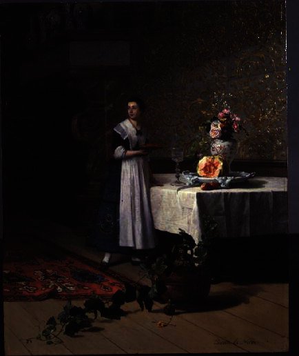WikiOO.org - Encyclopedia of Fine Arts - Maalaus, taideteos David Emile Joseph De Noter - A Maid in an Interior