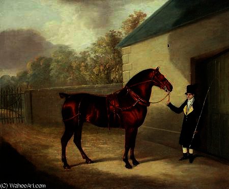 Wikioo.org - The Encyclopedia of Fine Arts - Painting, Artwork by David Of York Dalby - A Carriage Horse and a Groom at a Stable