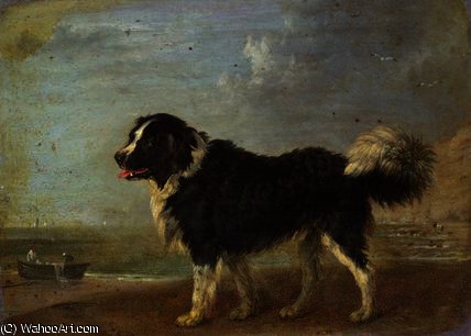 WikiOO.org - Encyclopedia of Fine Arts - Maľba, Artwork Edmund Bristow - A Newfoundland dog on a seashore