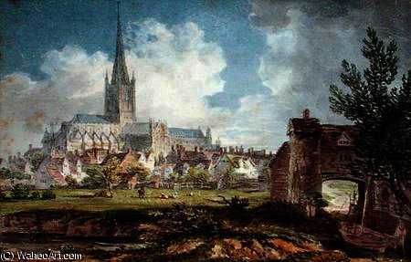 Wikioo.org - The Encyclopedia of Fine Arts - Painting, Artwork by Edward Dayes - Norwich Cathedral from the South-East