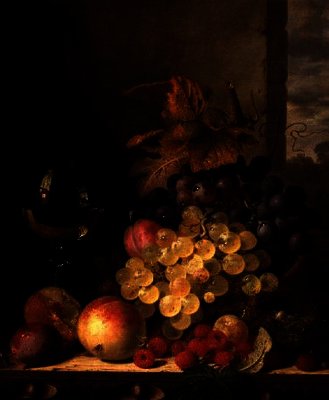 WikiOO.org - Encyclopedia of Fine Arts - Maľba, Artwork Edward Ladell - A Still Life with Grapes
