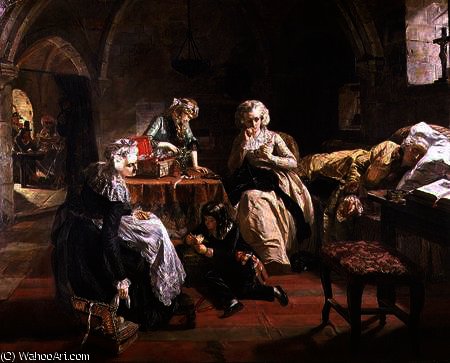 Wikioo.org - The Encyclopedia of Fine Arts - Painting, Artwork by Edward Matthew Ward - The Royal Family of France in the Prison of the Temple