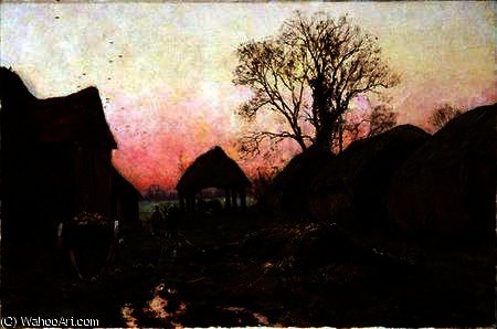 WikiOO.org - Güzel Sanatlar Ansiklopedisi - Resim, Resimler Edward Wilkins Waite - A frosty sunset
