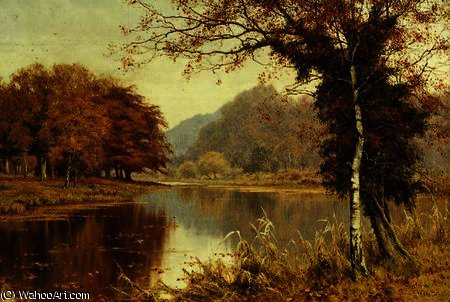 WikiOO.org - Encyclopedia of Fine Arts - Schilderen, Artwork Edward Wilkins Waite - A Woodland Pool in Autumn
