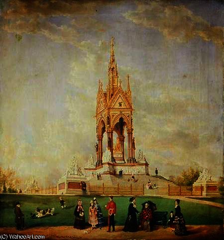 WikiOO.org - Encyclopedia of Fine Arts - Schilderen, Artwork Edwin Frederick Holt - The Albert Memorial in london