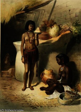 WikiOO.org - Enciclopédia das Belas Artes - Pintura, Arte por Émile Prisse D'avennes - Nubian Women from the Kanoosee Tribe