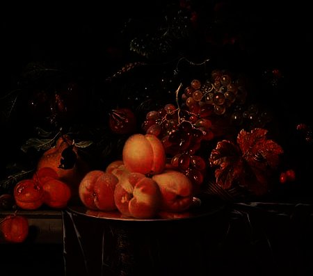 Wikioo.org – L'Enciclopedia delle Belle Arti - Pittura, Opere di Ernst Stuven - ancora la vita con pesche e uva