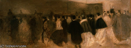WikiOO.org - Encyclopedia of Fine Arts - Maleri, Artwork Eugène Anatole Carrière - La sortie du theatre