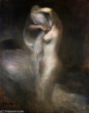 WikiOO.org - Encyclopedia of Fine Arts - Målning, konstverk Eugène Anatole Carrière - Nude in Profile
